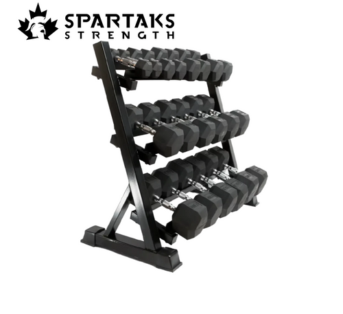 Spartaks Strength 550lb Dumbbell Set with 3 Tiered Rack image 1