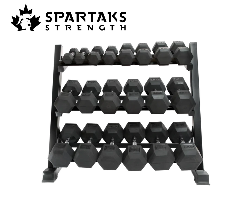 Spartaks Strength 550lb Dumbbell Set with 3 Tiered Rack image 0