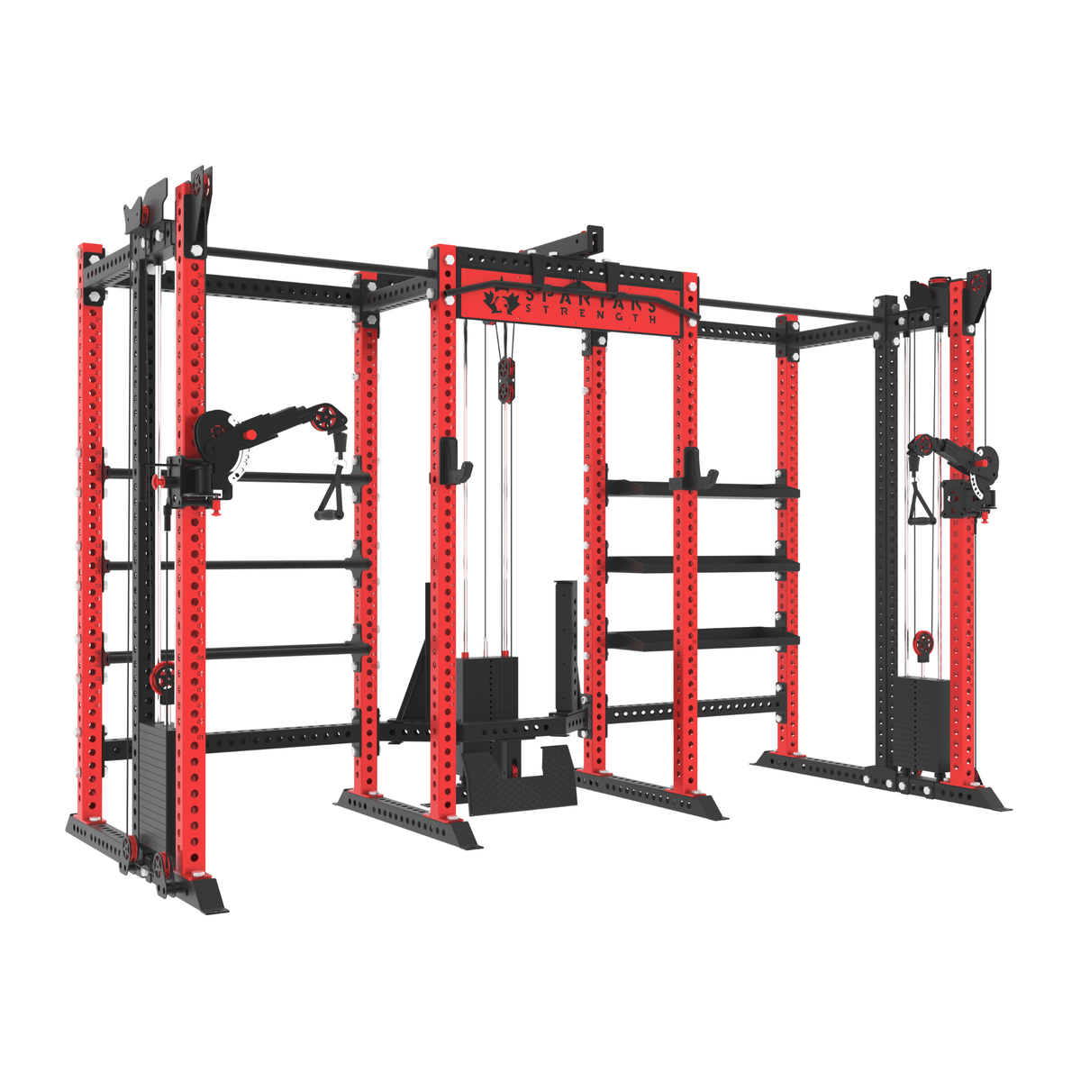 Spartaks Strength KB2410 10-Post Multifunctional Training Station (3”×3”, 9-Gauge Steel) for home and commercial gyms.