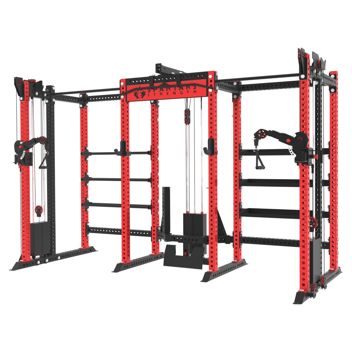 Spartaks Strength KB2410 10-Post Multifunctional Training Station (3”×3”, 9-Gauge Steel) for home and commercial gyms.
