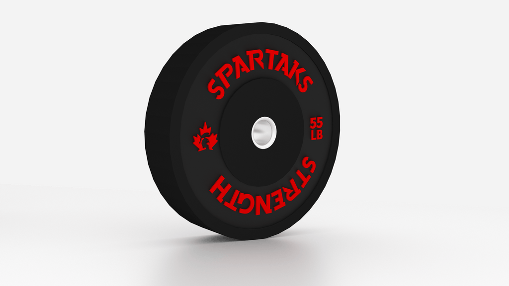 Spartaks Strength High Performance Bumper Plates (10LB to 55LB) - 55 LB weight plate for strength training.