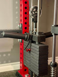 Spartaks Strength KB24 Regular Weight Stack ($2.50/lb) with adjustable weights and cable system in a home gym setup.