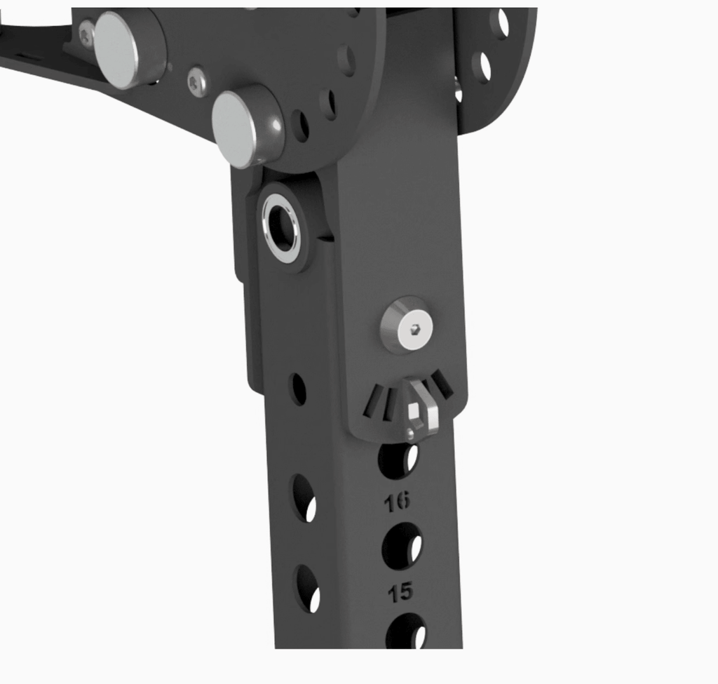 Spartaks Strength 3"X3" Jammer Arms detailed view showcasing lever-style adjustments and compatibility features.