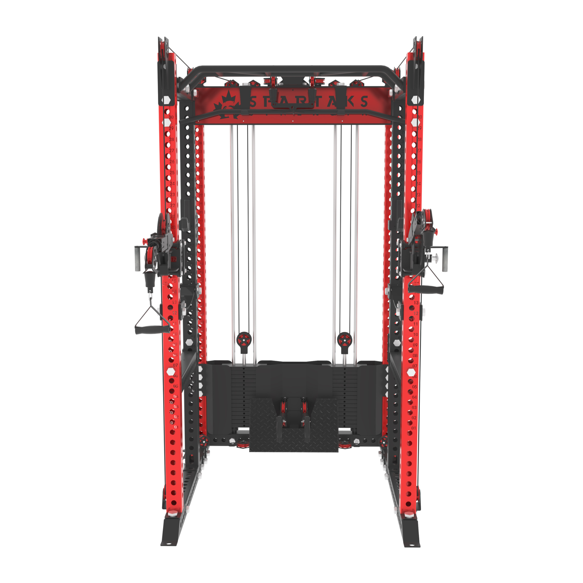 Spartaks Strength KB2406 6-Post Full Rack Functional Trainer (3”×3”, 9-Gauge Steel)