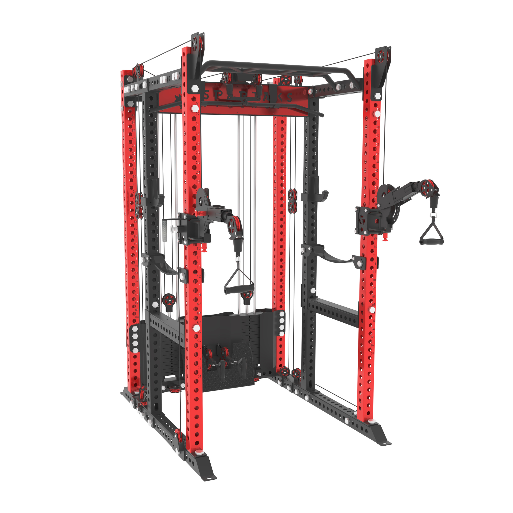 Spartaks Strength KB2406 6-Post Full Rack Functional Trainer (3”×3”, 9-Gauge Steel)