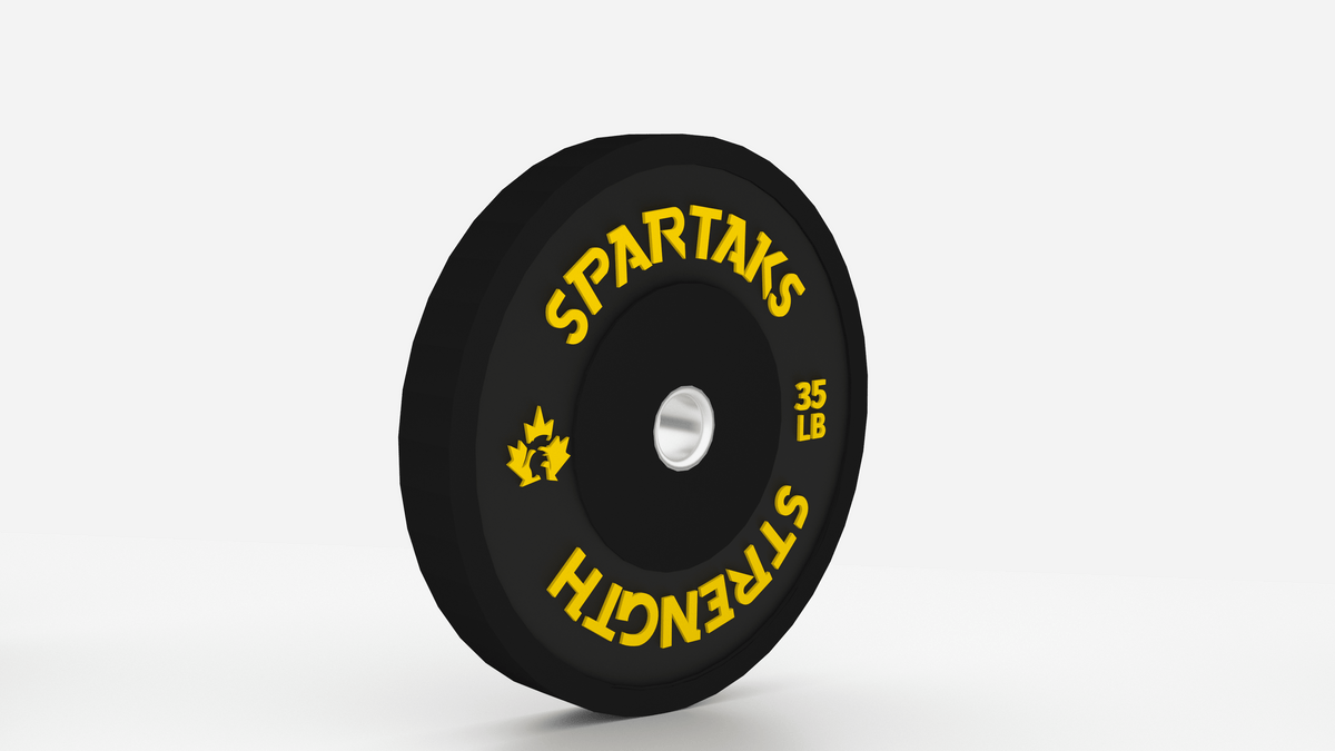 Spartaks Strength High Performance Bumper Plates (10LB to 55LB) 35LB weight plate for strength training and workouts.