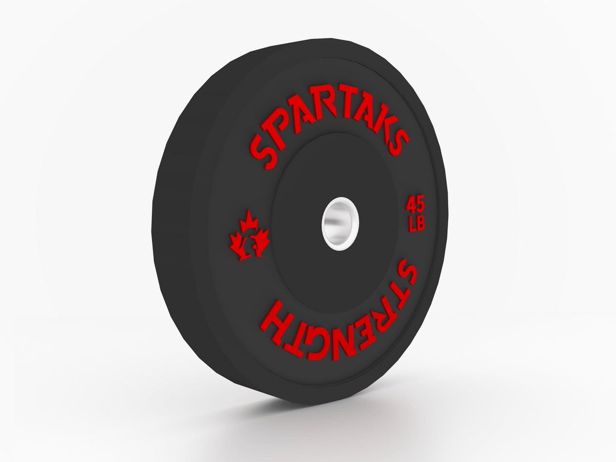Spartaks Strength High Performance Bumper Plates (10LB to 55LB) - 45LB weight plate for strength training.