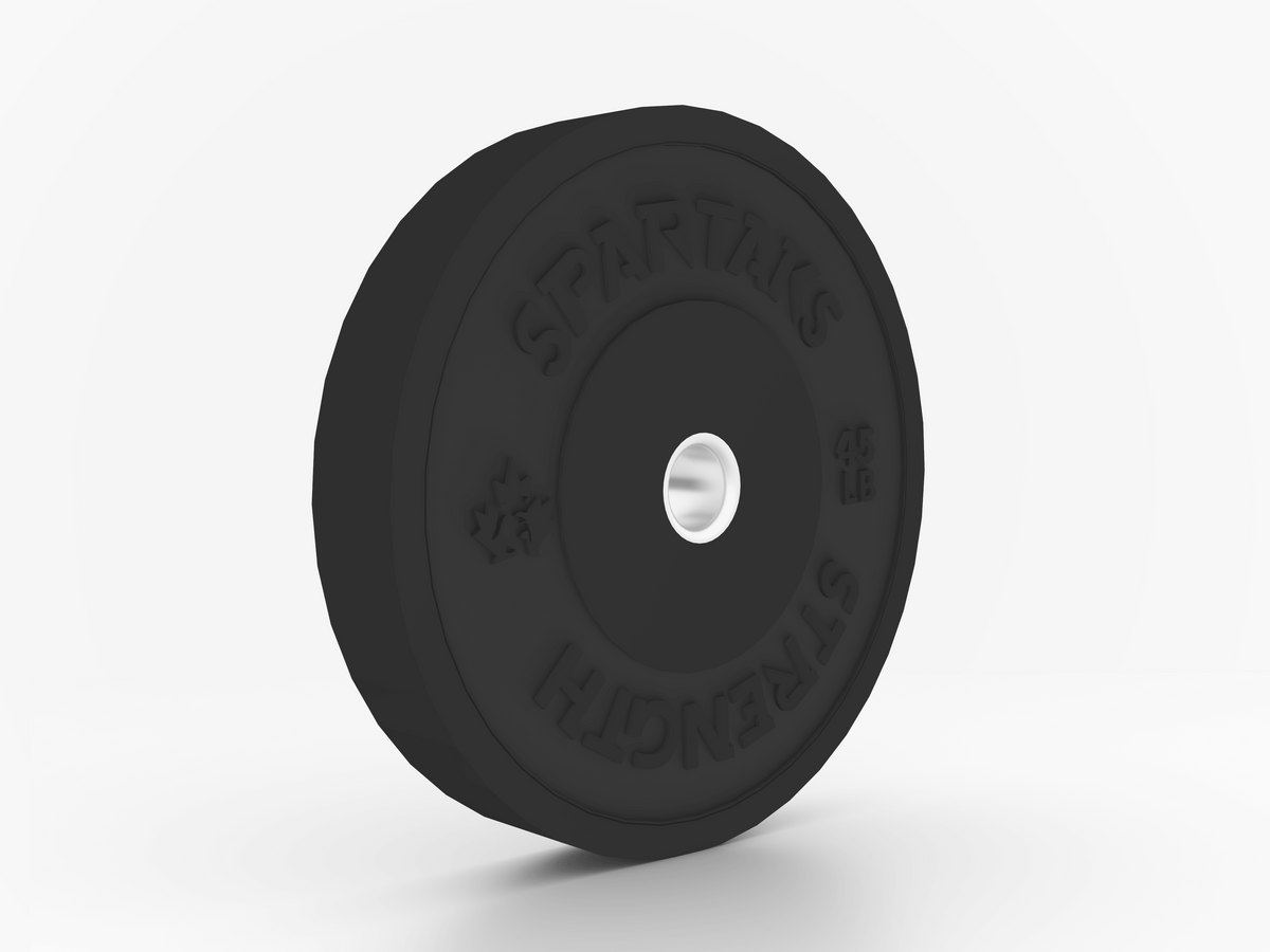 Spartaks Strength High Performance Bumper Plates (10LB to 55LB) displayed on a white background.