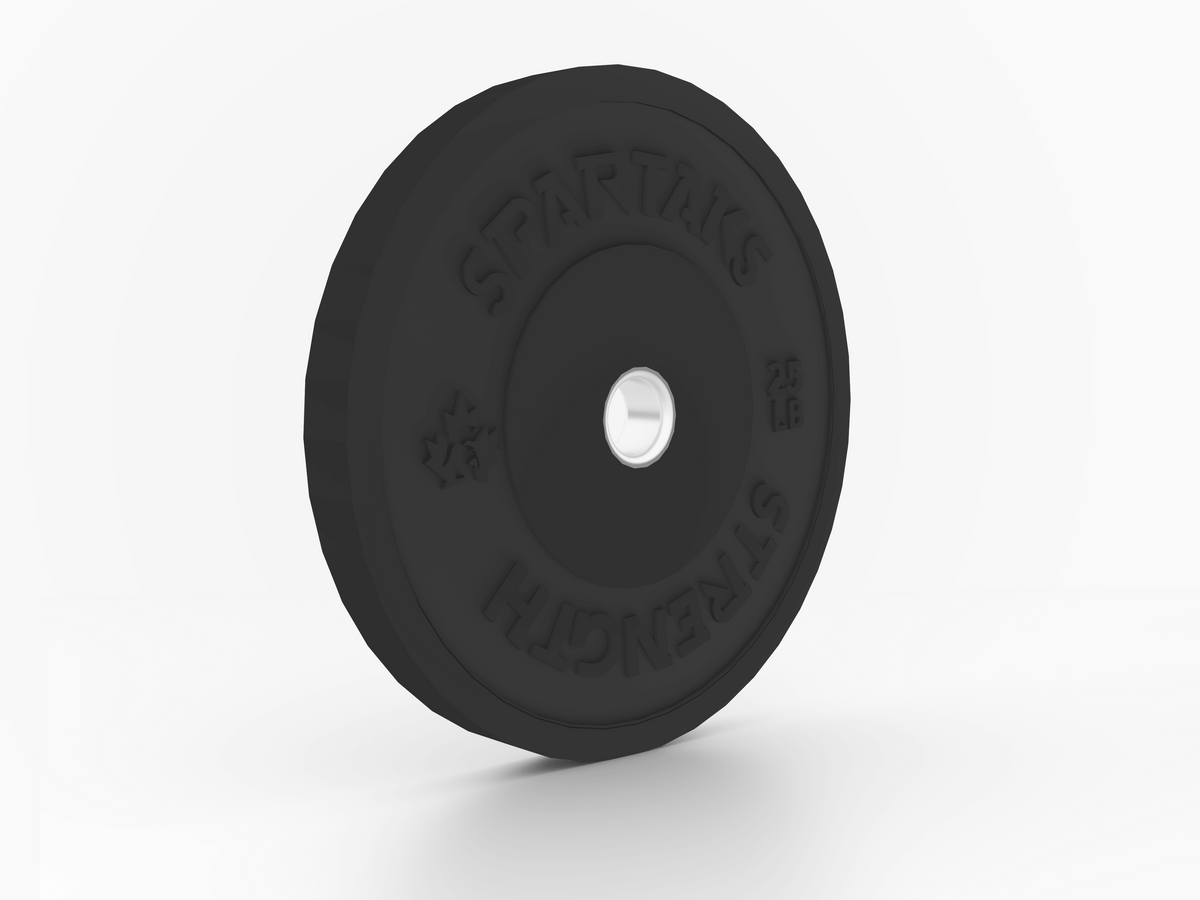Spartaks Strength High Performance Bumper Plates (10LB to 55LB) - 25LB weight plate for strength training.